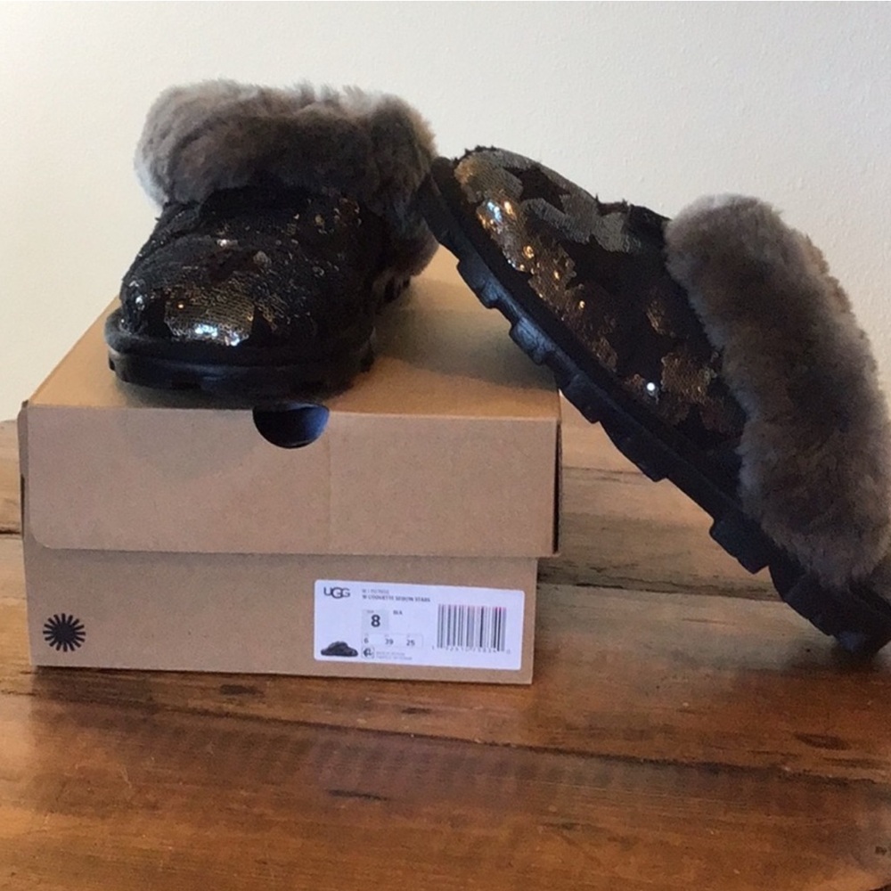 NIB UGG Black Sequin Star Coquette